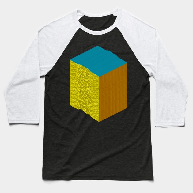 3D Colored Unknown Pleasures Inspired Graphic Design Artwork Baseball T-Shirt by DankFutura